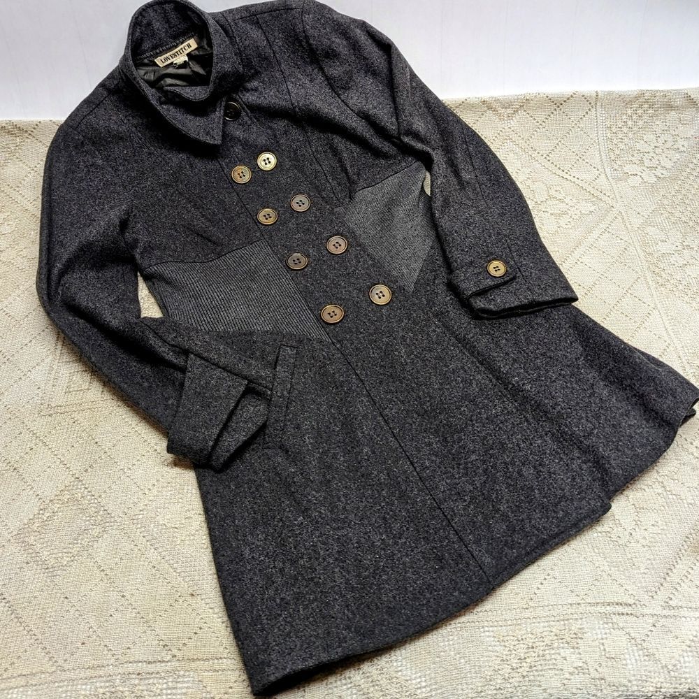 LOVESTITCH | Wool Blend Fitted Pea Coat sz L